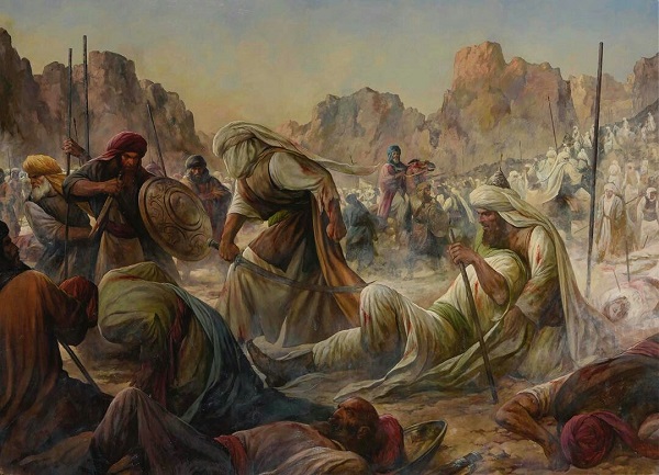 تابلو لا فتی الا علی درباره رشادت امام علی در جنگ احد