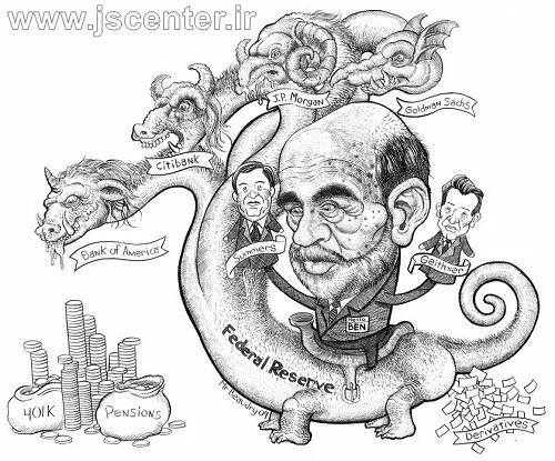 کاریکاتور نقد بانک فدرال رزرو