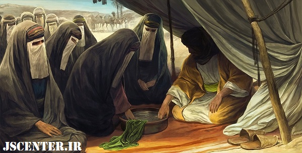 نقاشی بیعت بانوان با امام علی در غدیر خم