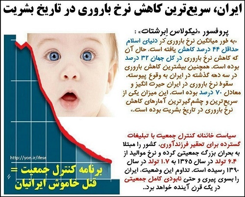 ایران سریعترین کاهش نرخ باروری در تاریخ بشریت