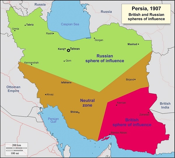 تقسیم ایران با قرارداد 1907 بین روسیه و انگلیس