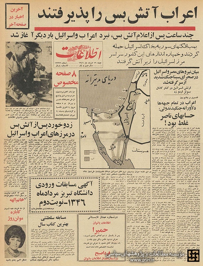 صفحه اول روزنامه اطلاعات جمعه ۱۹ خرداد ۱۳۴۶