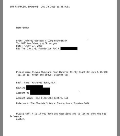 نام حساب بانکی بعل برای جفری اپستین 1